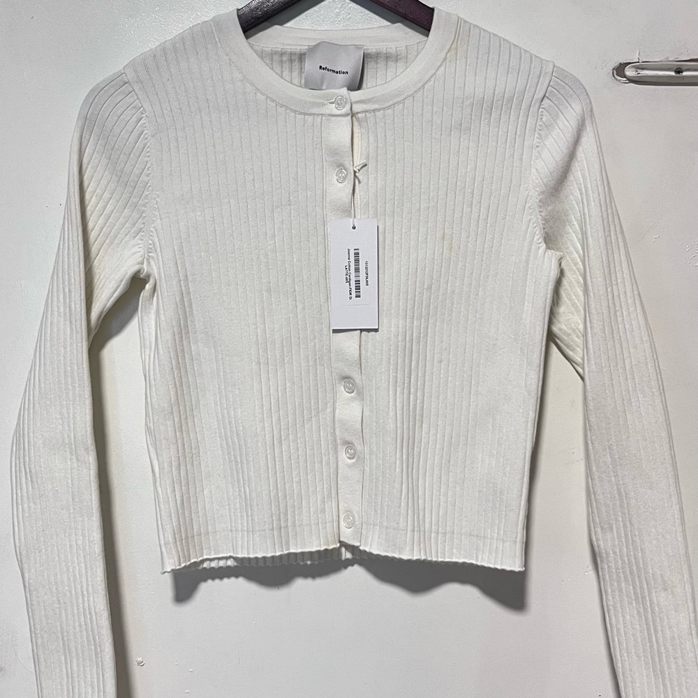 NEW NWT Reformation Joanne Organic Cotton Rib Cardigan - Picture 4 of 5